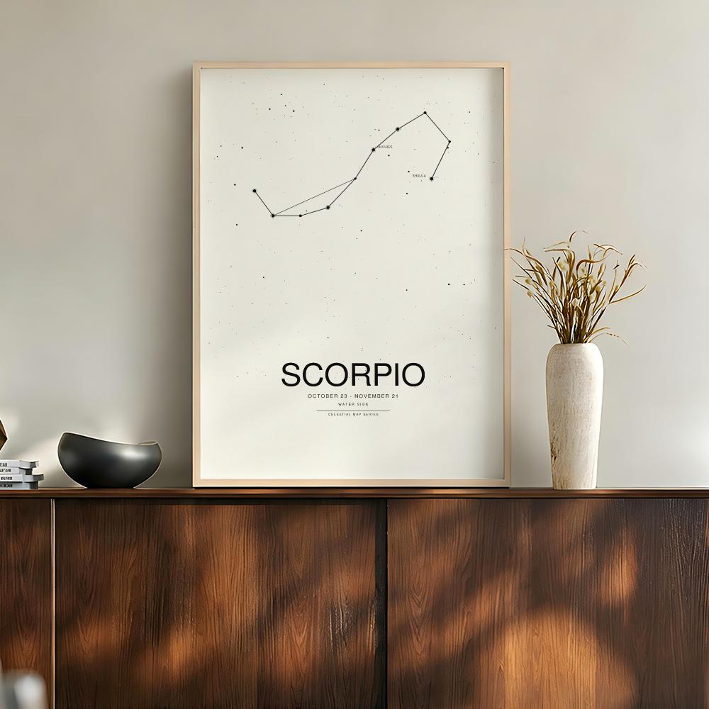 Star Map Poster - Poster Grafico Minimalista delle Costellazioni Zodiacali,